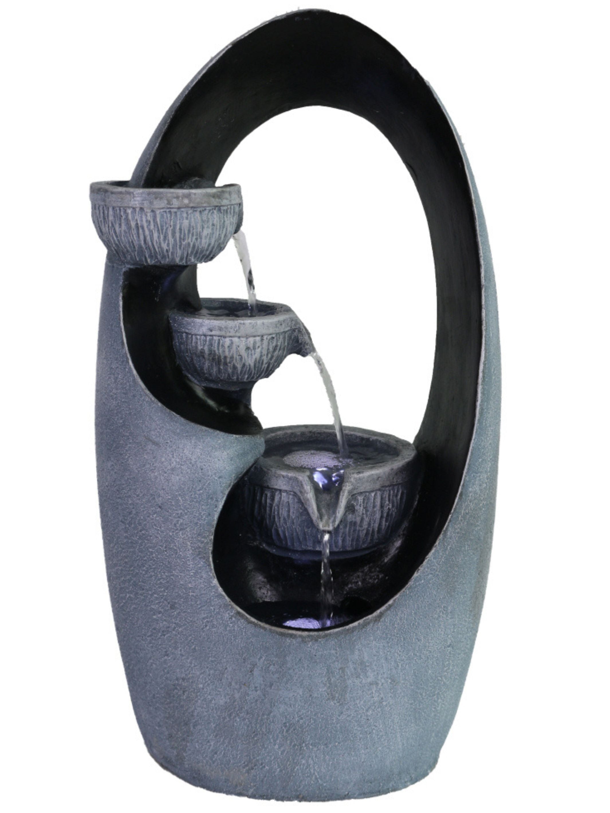 4 Tier Bowls inside Oval LED Light Wall Water Feature 50cm