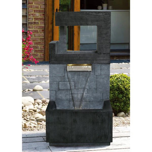 Modern Rectangular LED Lit Spout Wall Water Feature