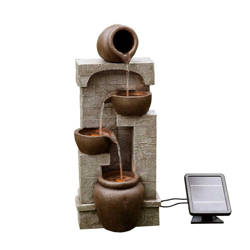 Inrush - Solar 4 Tier Bowls Lighting Water Feature