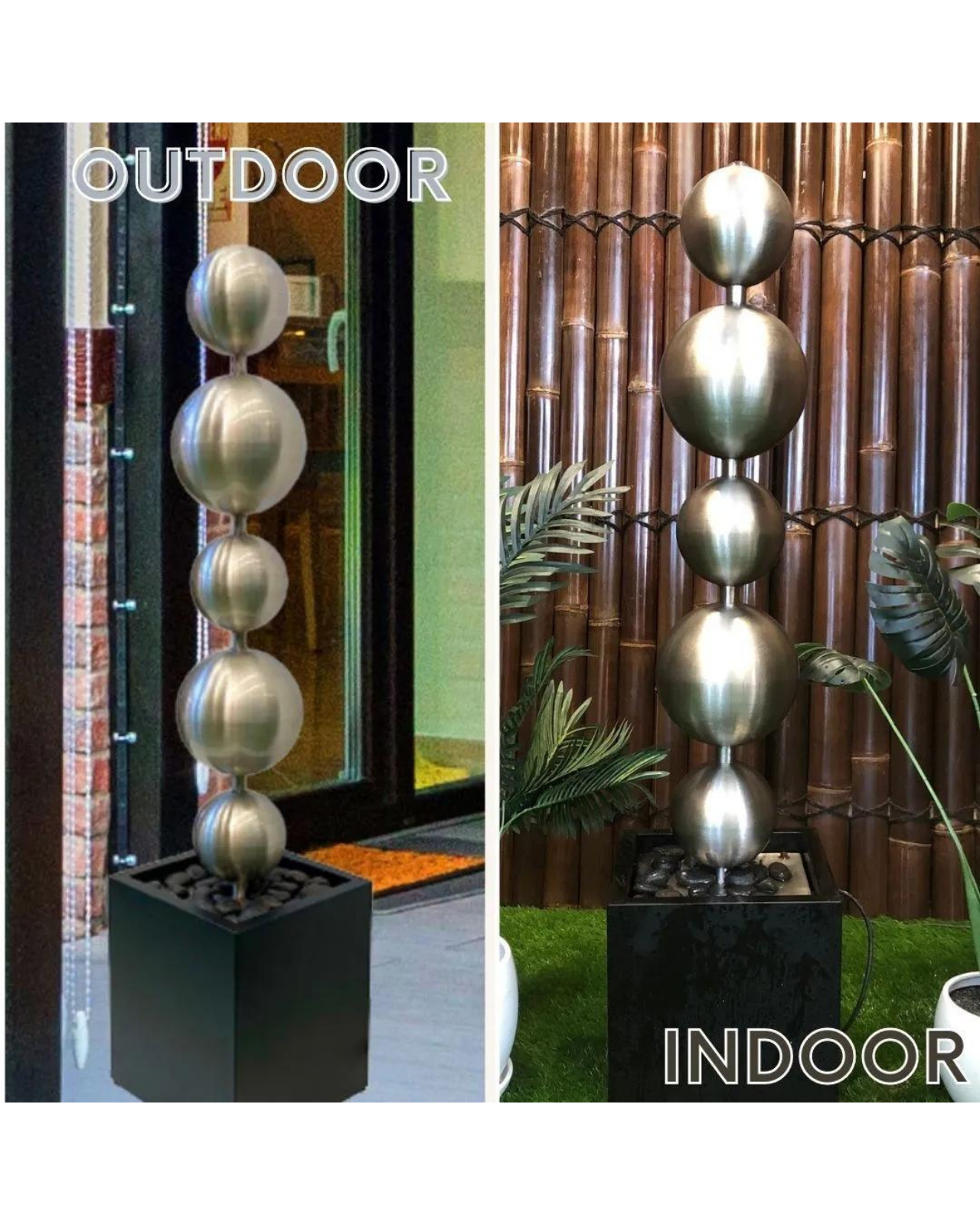 Cove - Stainless Steel Sphere Balls Lighting Water Feature