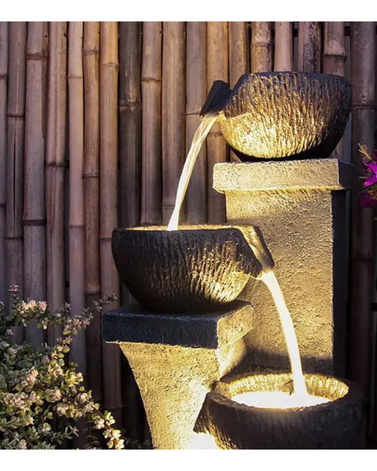 Jolly - Modern 4 Tier Bowls LED Light Water Feature