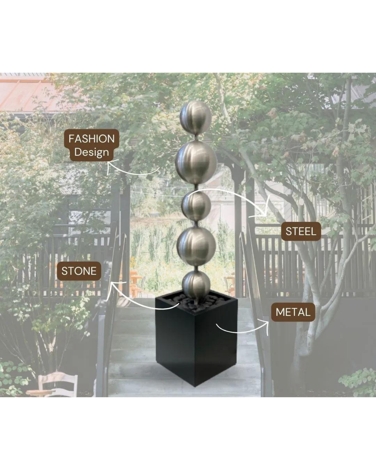 Cove - Stainless Steel Sphere Balls Lighting Water Feature