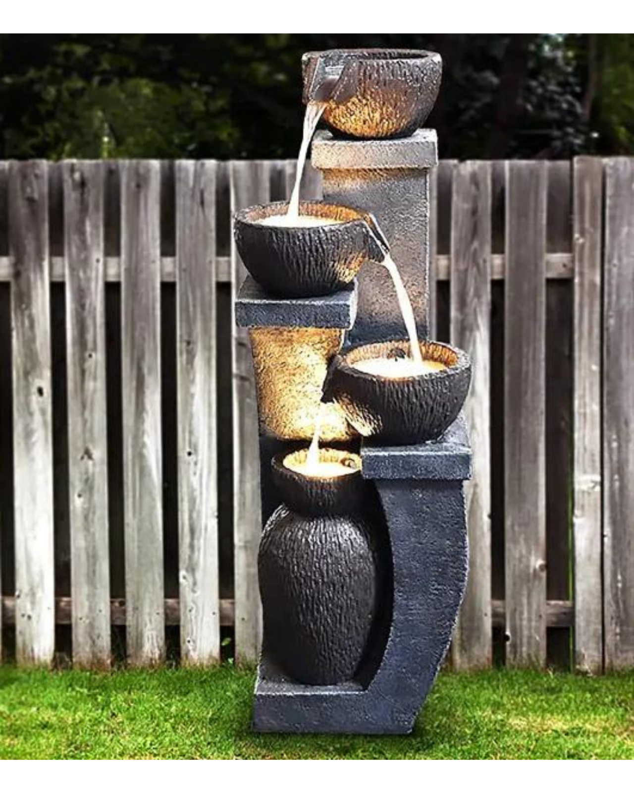 Jolly - Modern 4 Tier Bowls LED Light Water Feature