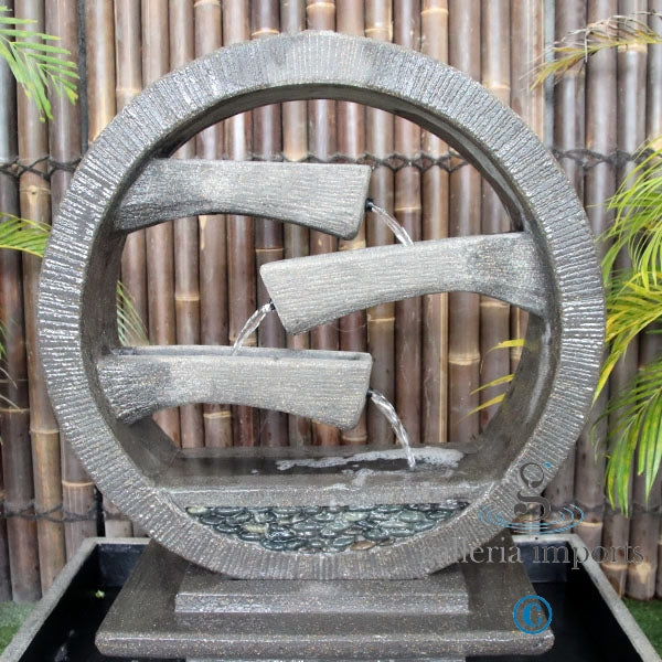 Peace - Balinese Concrete Wagon Wheel Sphere Water Feature