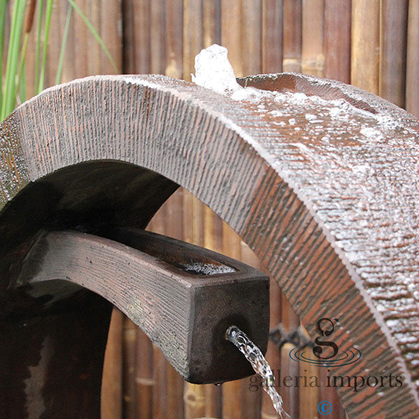 Peace - Balinese Concrete Wagon Wheel Sphere Water Feature
