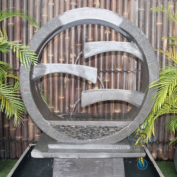 Peace - Balinese Concrete Wagon Wheel Sphere Water Feature