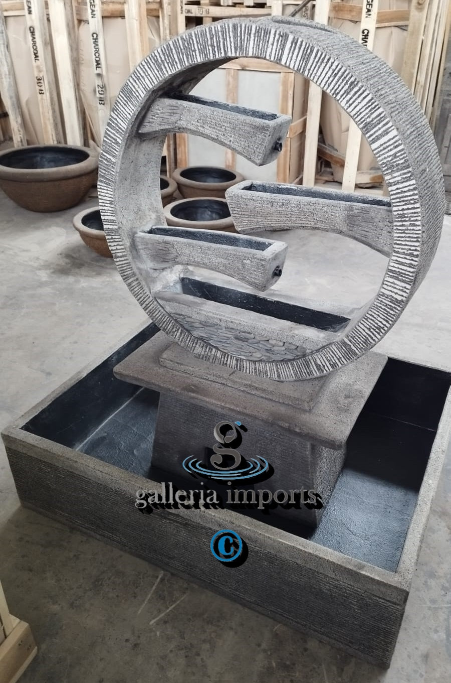 Peace - Balinese Concrete Wagon Wheel Sphere Water Feature