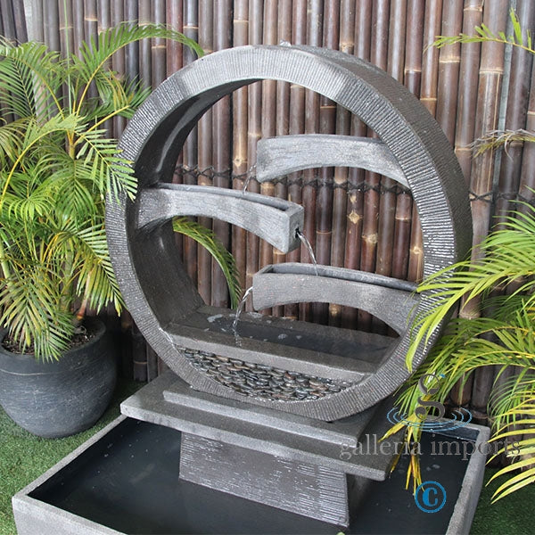 Peace - Balinese Concrete Wagon Wheel Sphere Water Feature