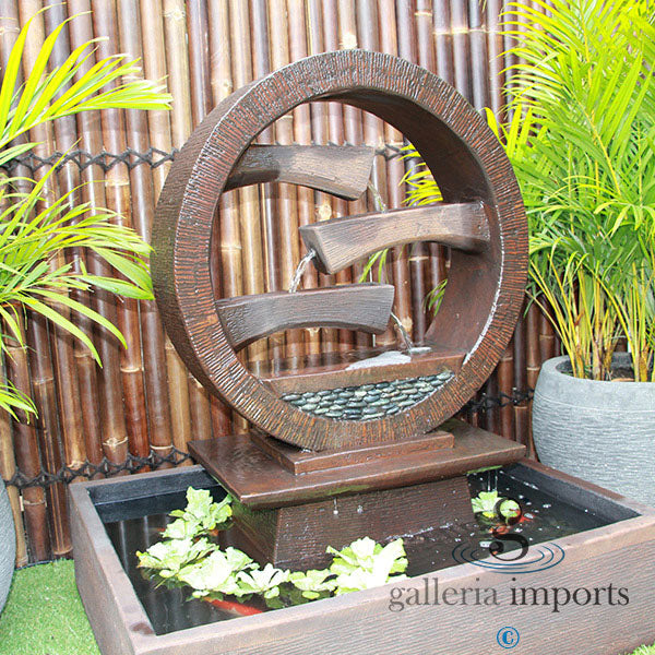Peace - Balinese Concrete Wagon Wheel Sphere Water Feature