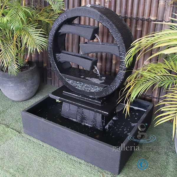 Peace - Balinese Concrete Wagon Wheel Sphere Water Feature