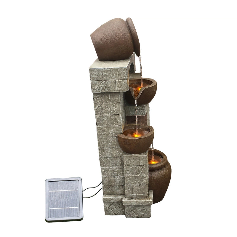 Inrush - Solar 4 Tier Bowls Lighting Water Feature