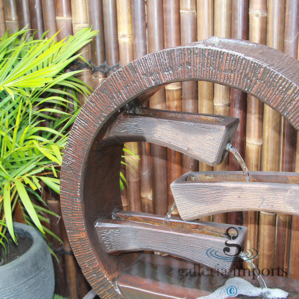 Peace - Balinese Concrete Wagon Wheel Sphere Water Feature