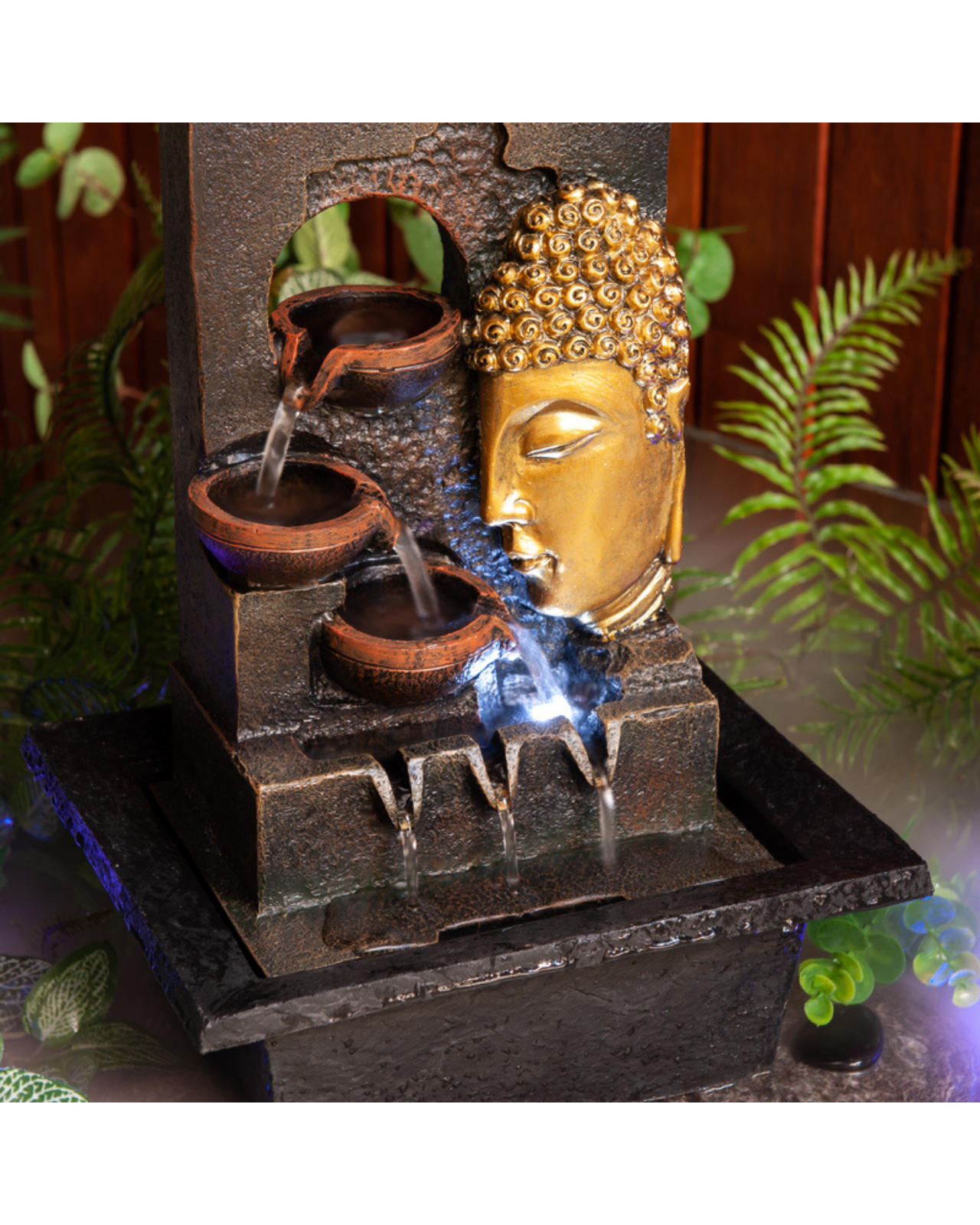 Vinaya- Buddha Bowls Lighting Water Feature Fountain 40cm