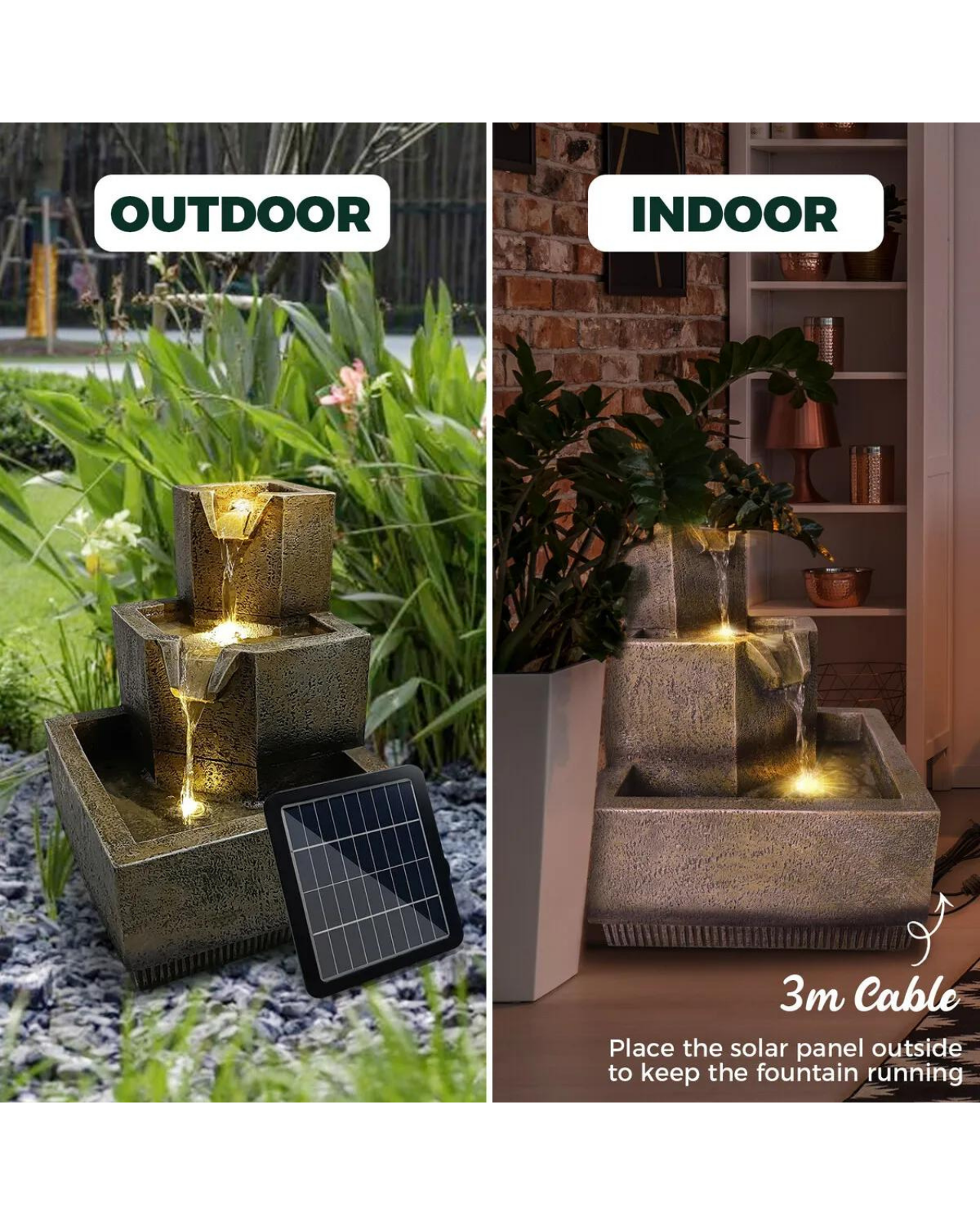 Gully - Solar 3 Tier Water Feature Fountain Bird Bath