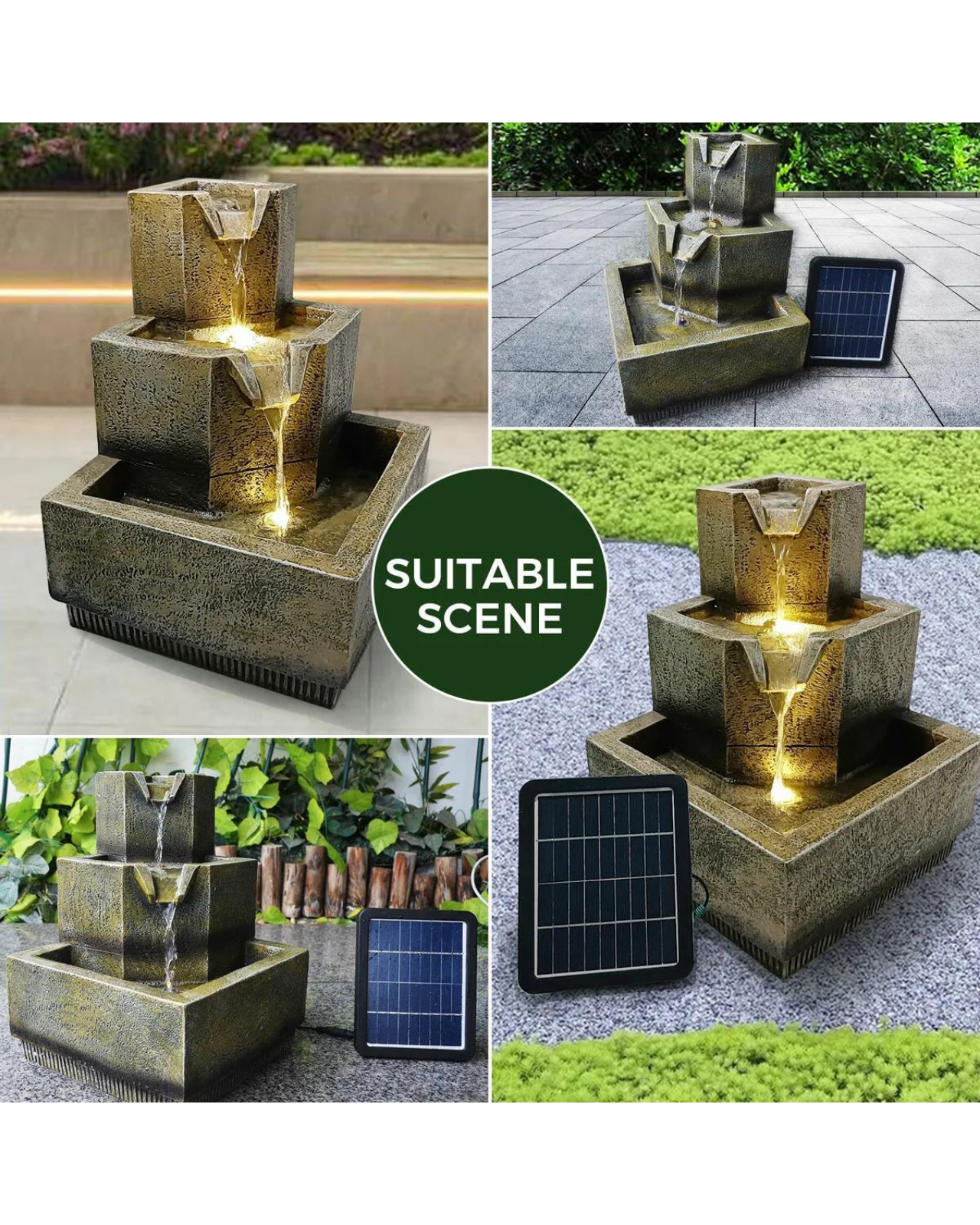 Gully - Solar 3 Tier Water Feature Fountain Bird Bath