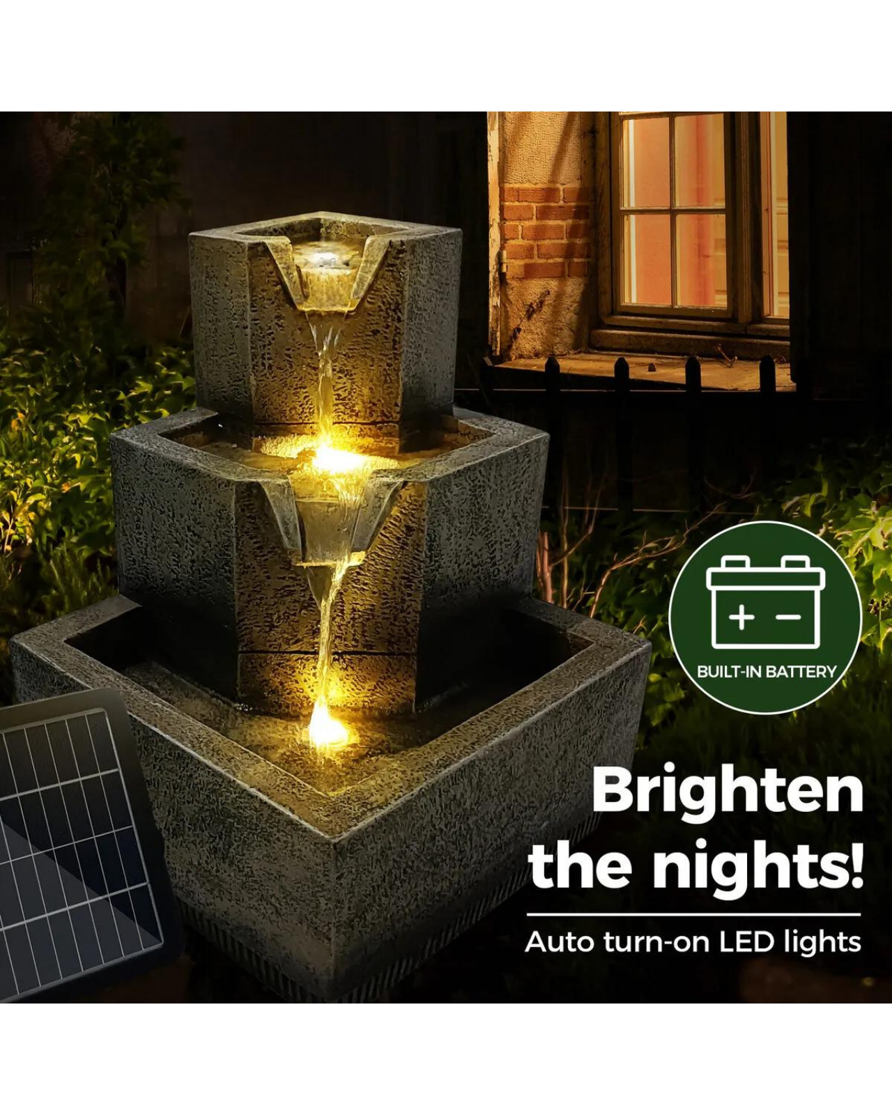Gully - Solar 3 Tier Water Feature Fountain Bird Bath