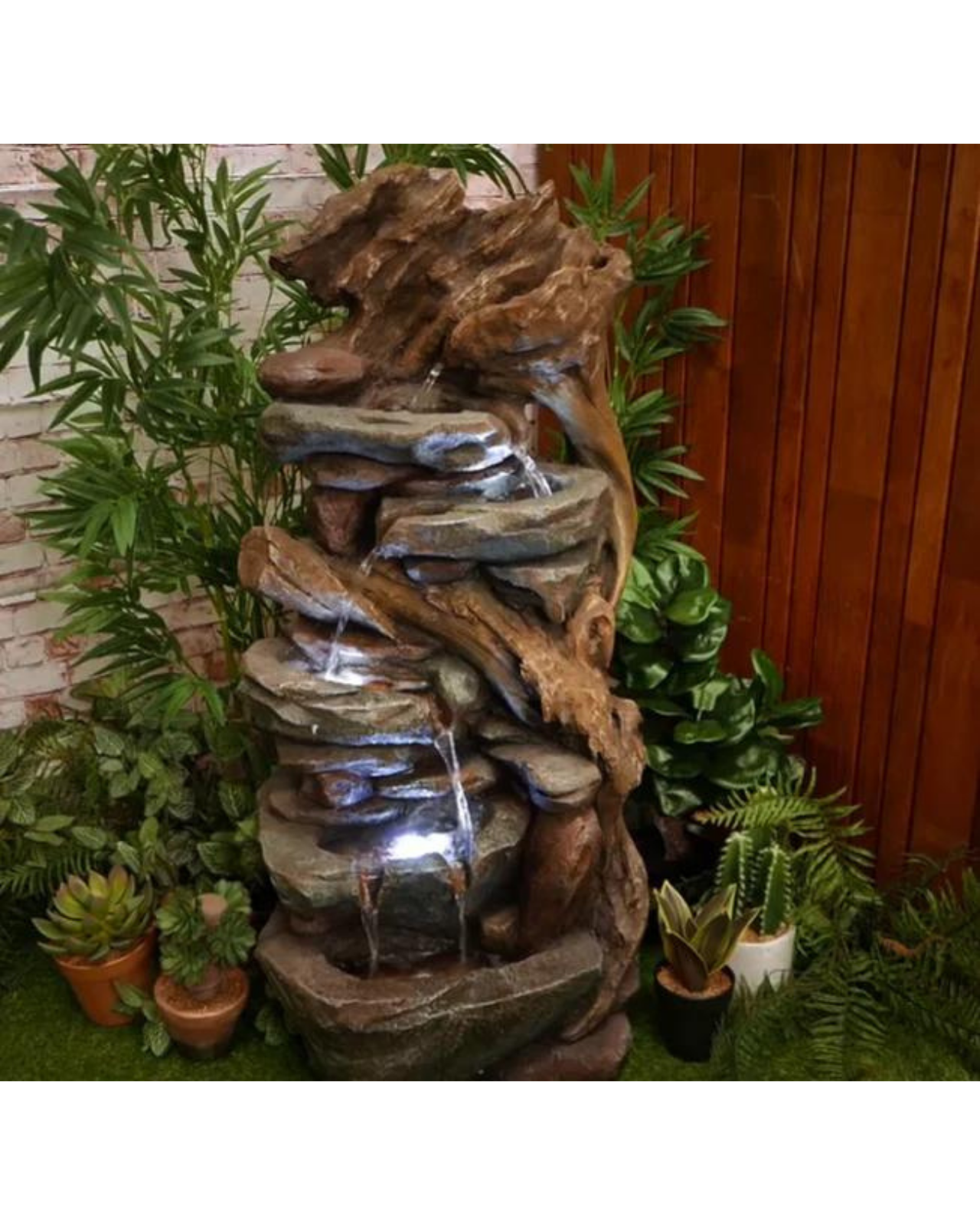 Rockrush - Rocks & Wooden Logs LED Light Water Feature