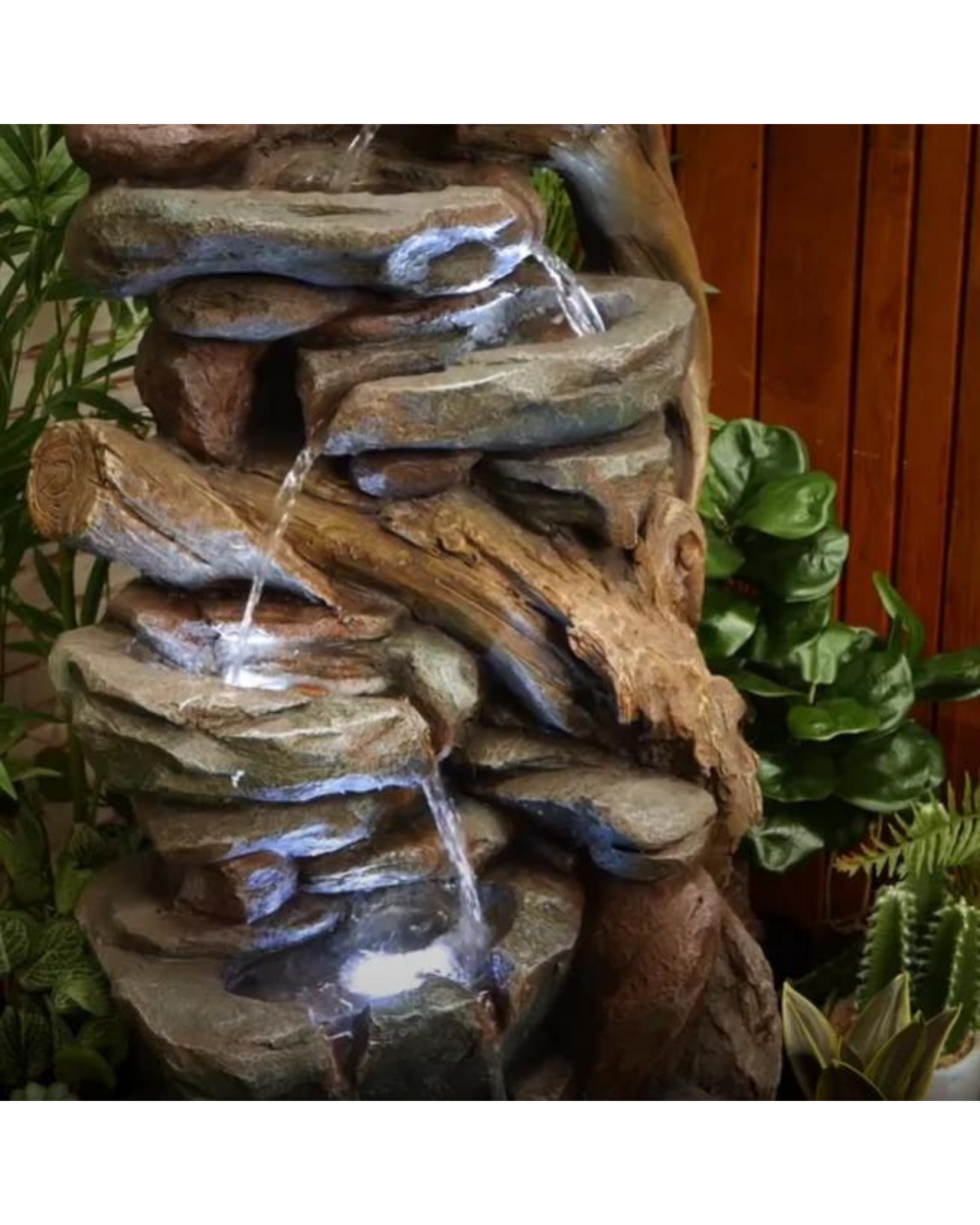 Rockrush - Rocks & Wooden Logs LED Light Water Feature