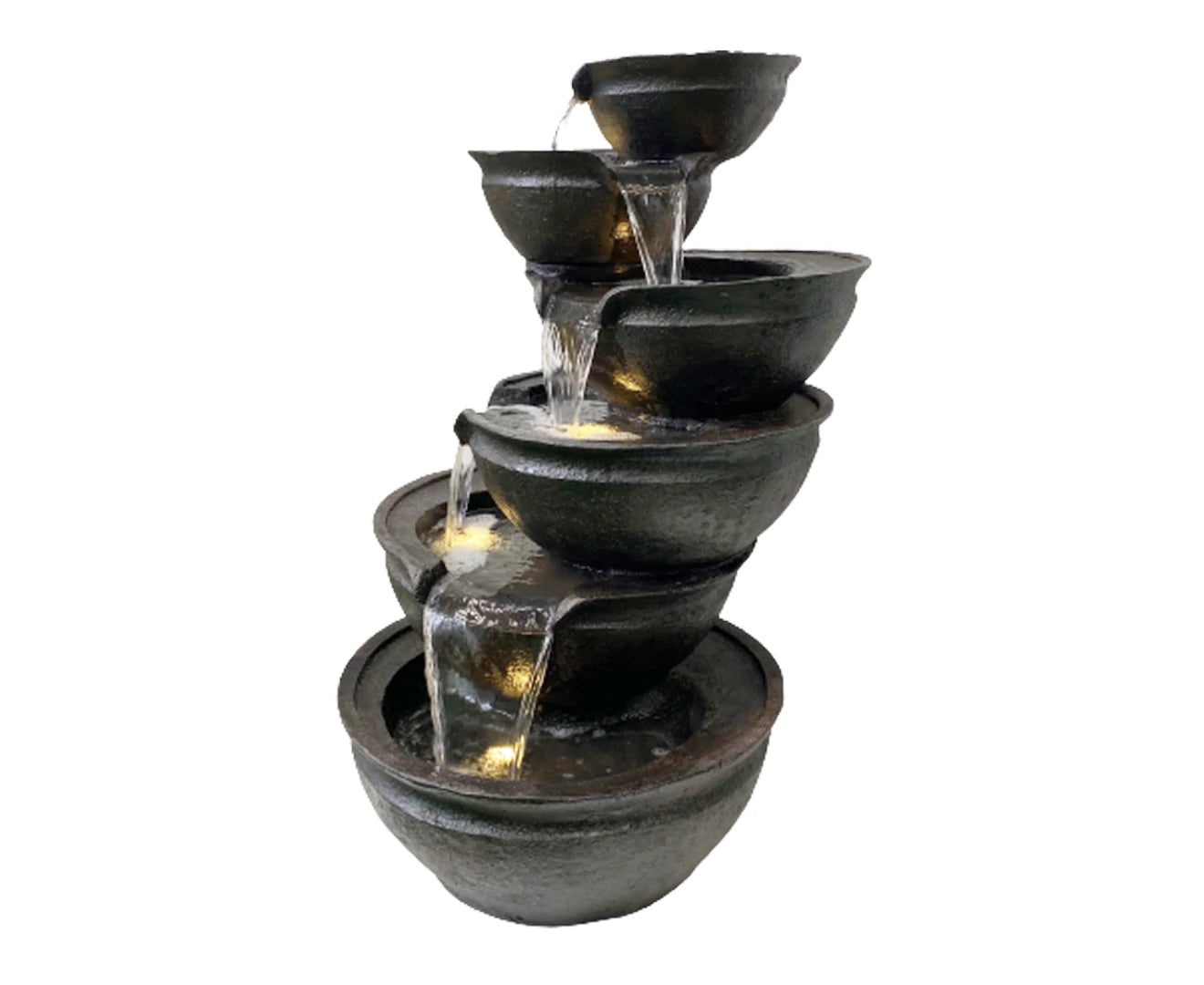 Purl- Cascading Lighting 6 Bowls Waterfalls Water Feature