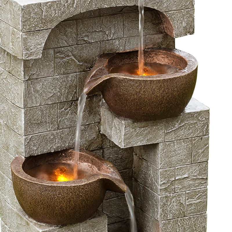 Inrush - Solar 4 Tier Bowls Lighting Water Feature