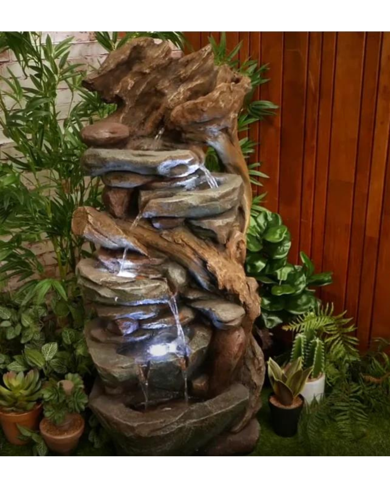 Rockrush - Rocks & Wooden Logs LED Light Water Feature