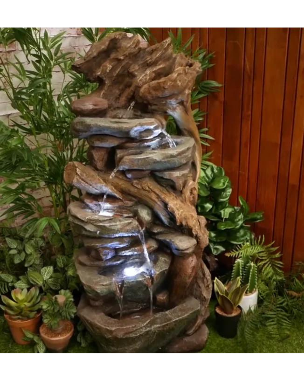Rockrush - Rocks & Wooden Logs LED Light Water Feature