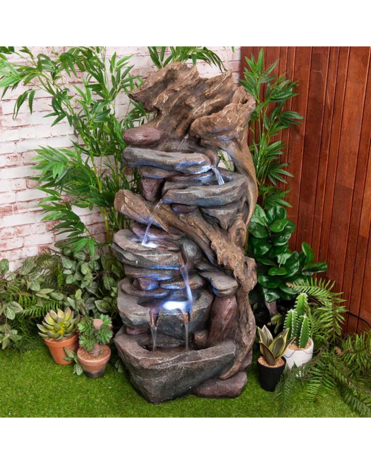Rockrush - Rocks & Wooden Logs LED Light Water Feature