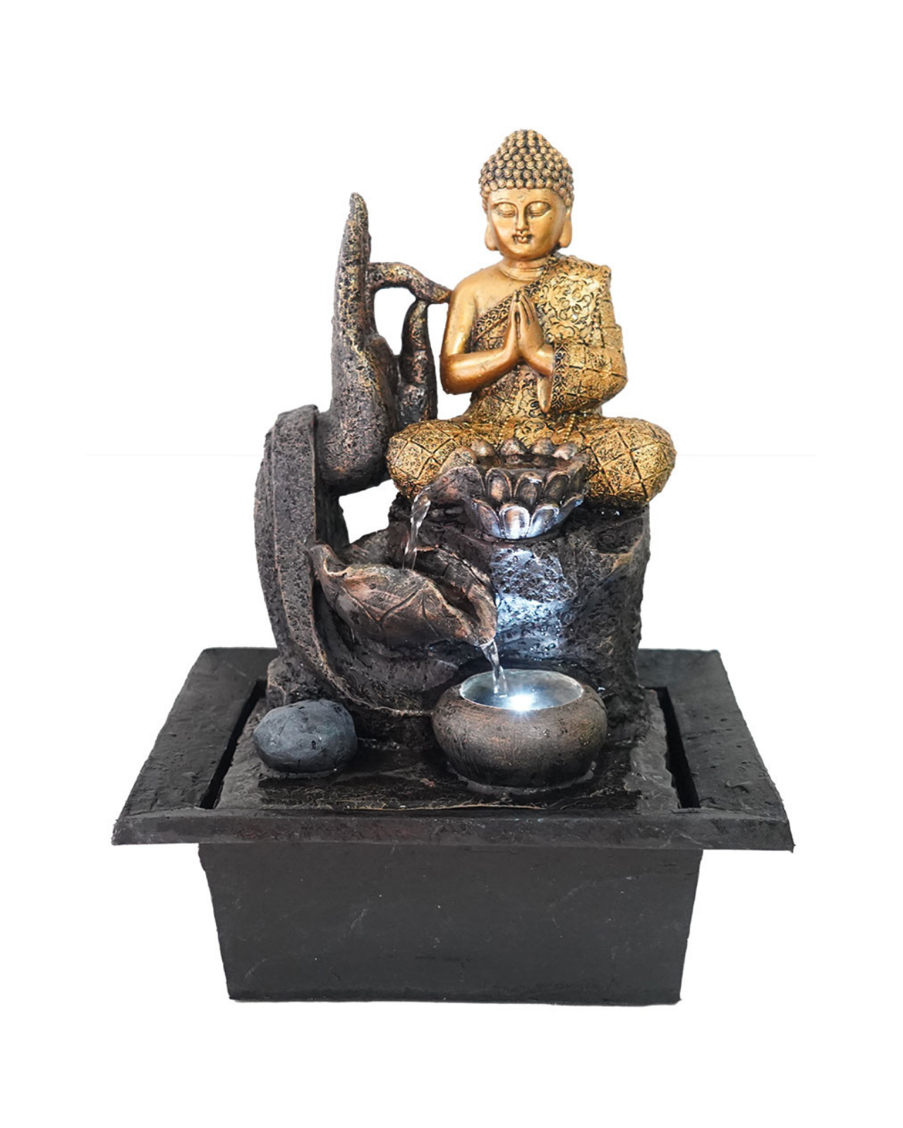 Dhyana Buddha Bowls Lighting Water Feature Fountain 40cm Water