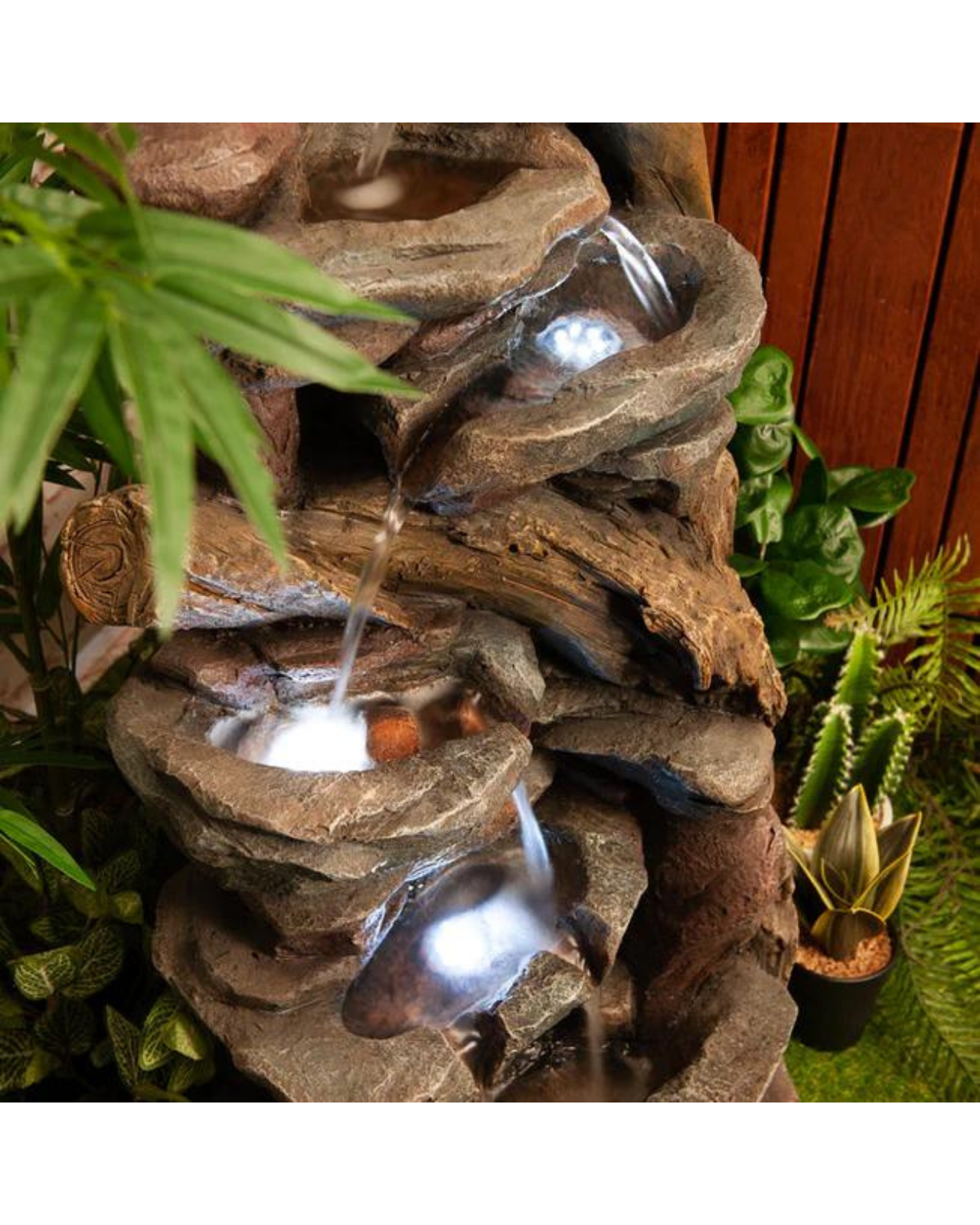 Rockrush - Rocks & Wooden Logs LED Light Water Feature