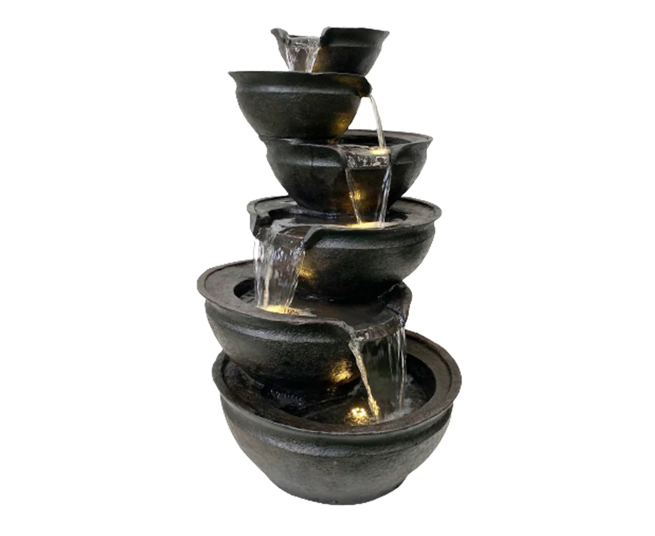 Purl- Cascading Lighting 6 Bowls Waterfalls Water Feature