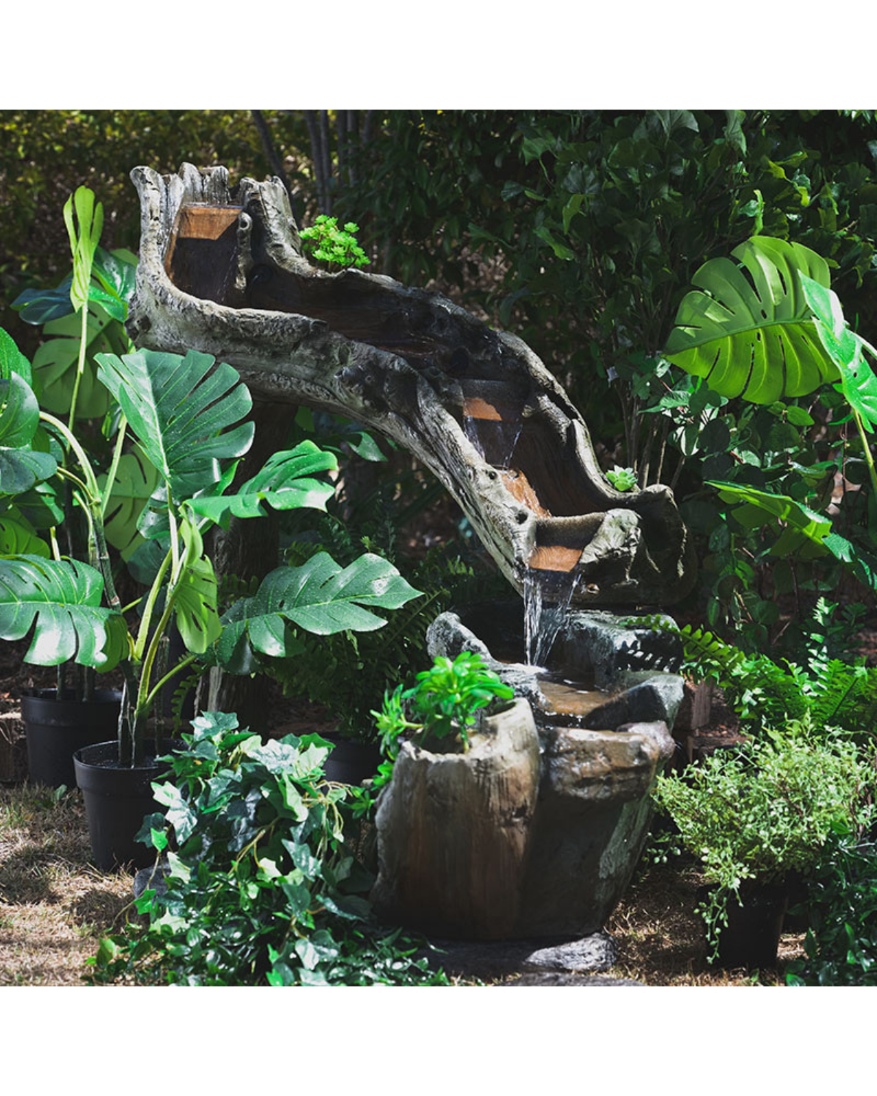 Wisp - Log Rock Lighting Water Feature Fountain 96cm