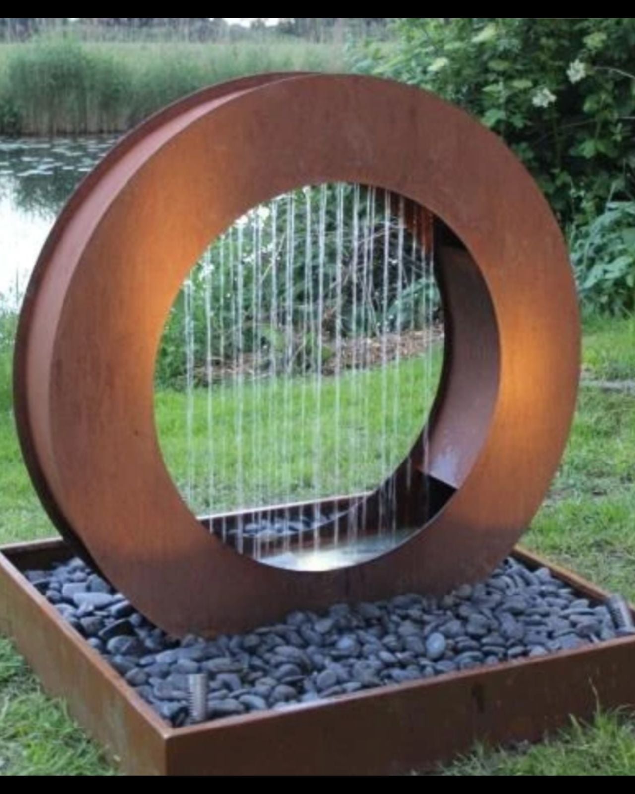 Corten Steel Outdoor Circular Rain Curtain Water Feature