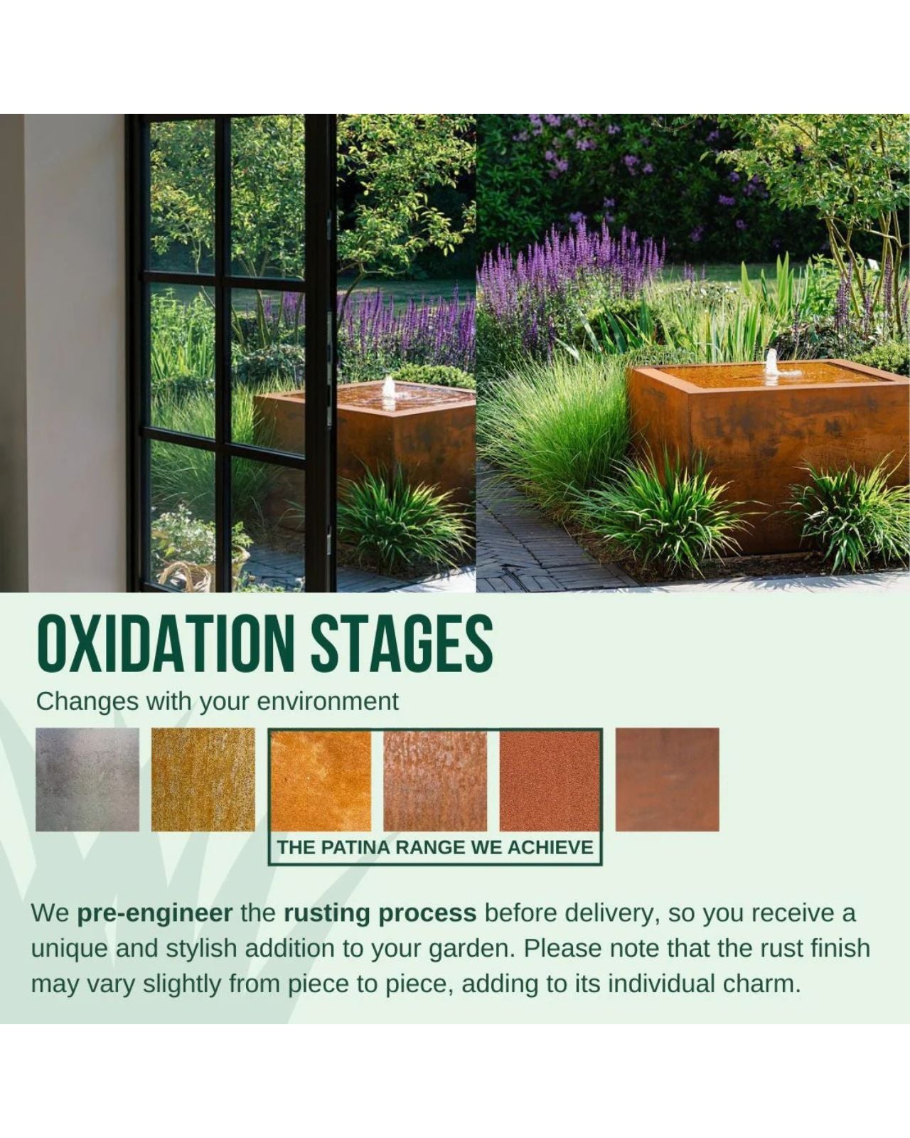 Corten Steel Rustic Square Bubbling Cube Water Feature