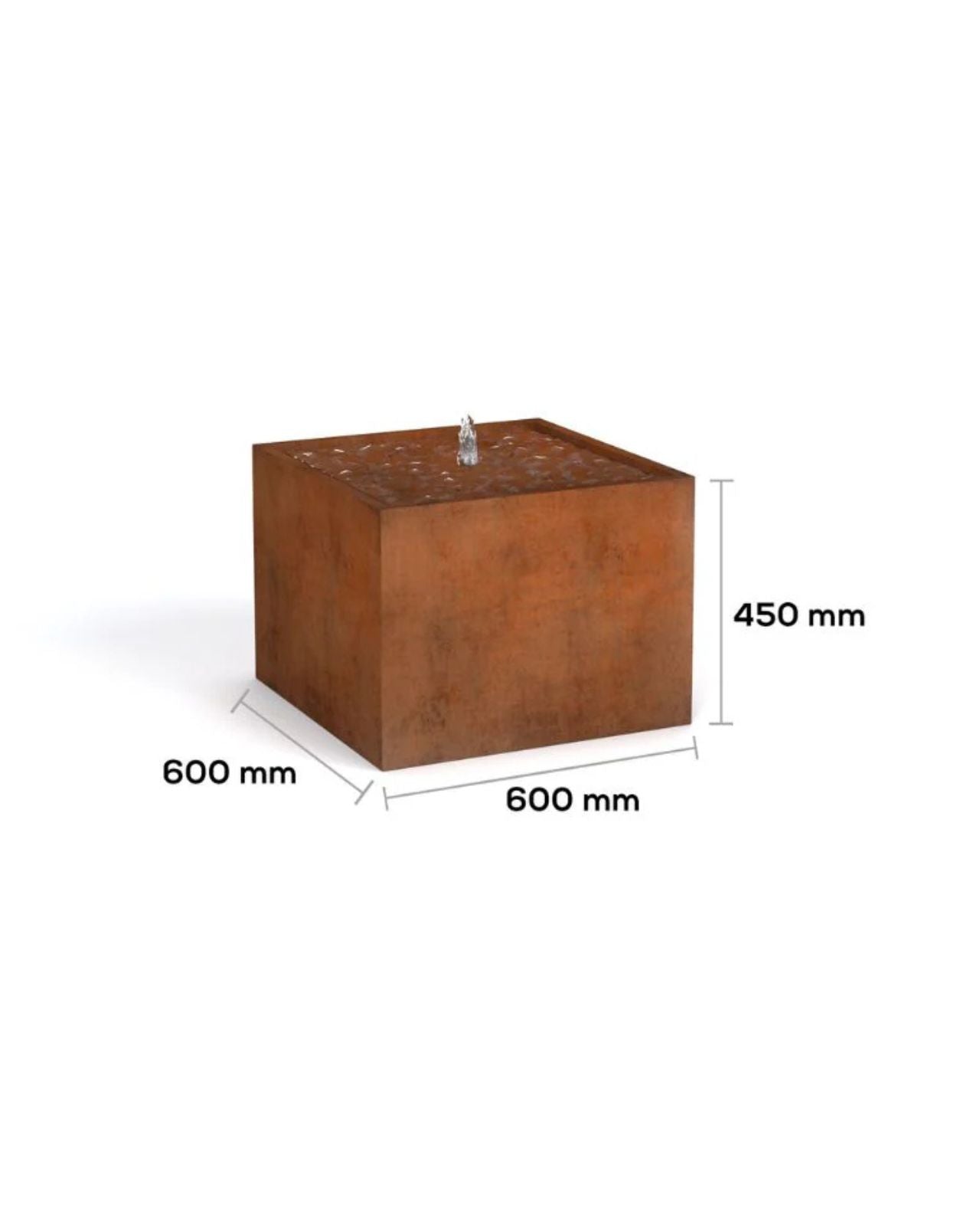 Corten Steel Rustic Square Bubbling Cube Water Feature