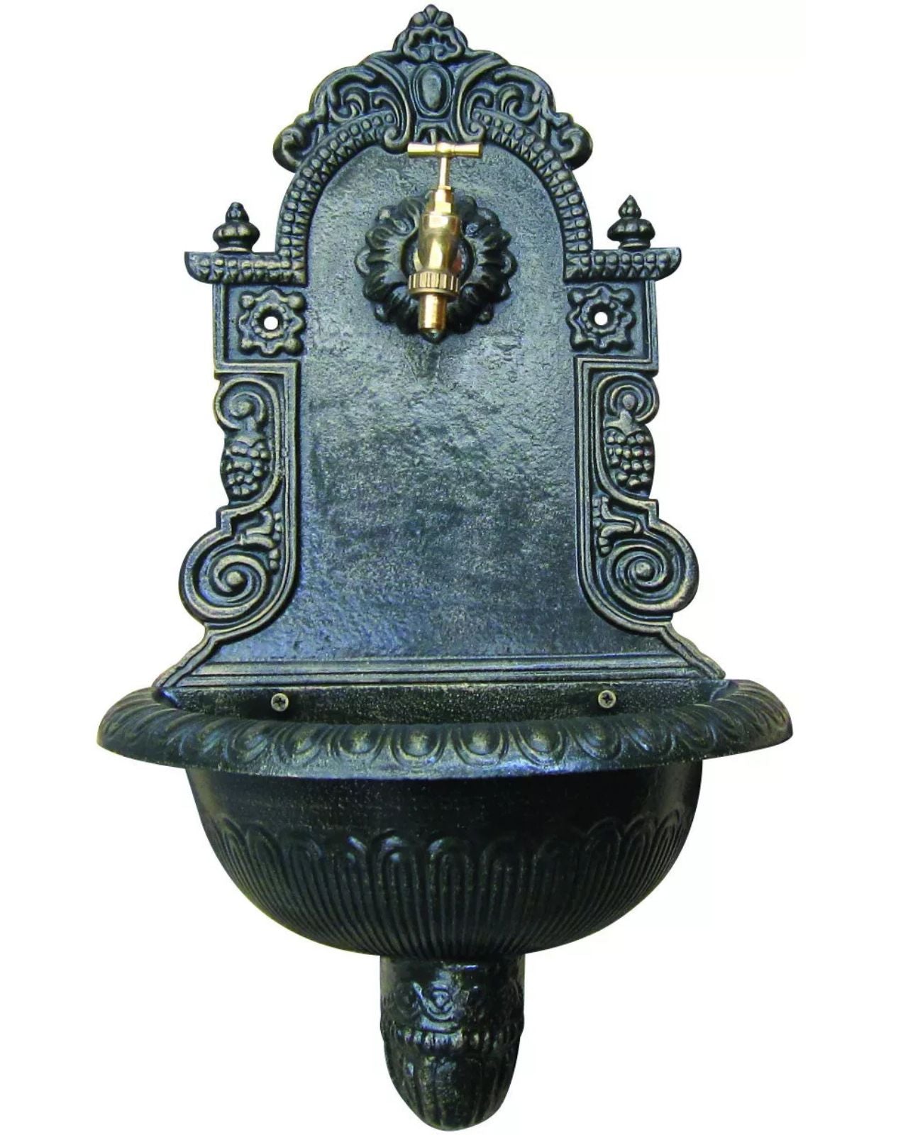 Cresta – European-Style Spout Cast Iron Wall Water Feature - Front facing