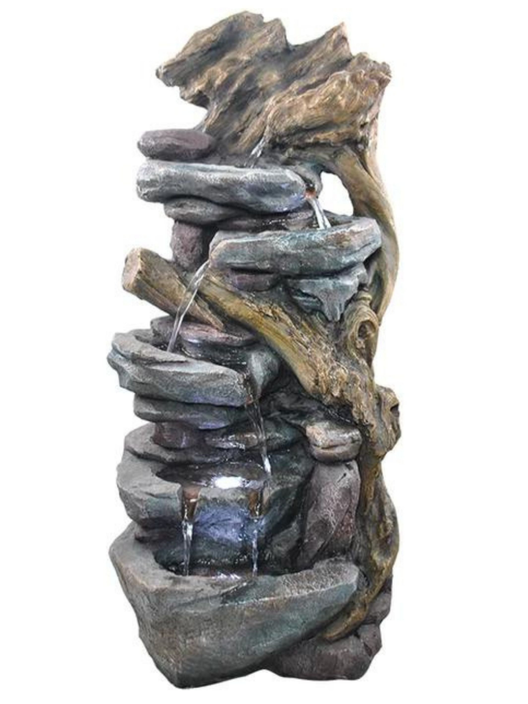Rockrush - Rocks & Wooden Logs LED Light Water Feature