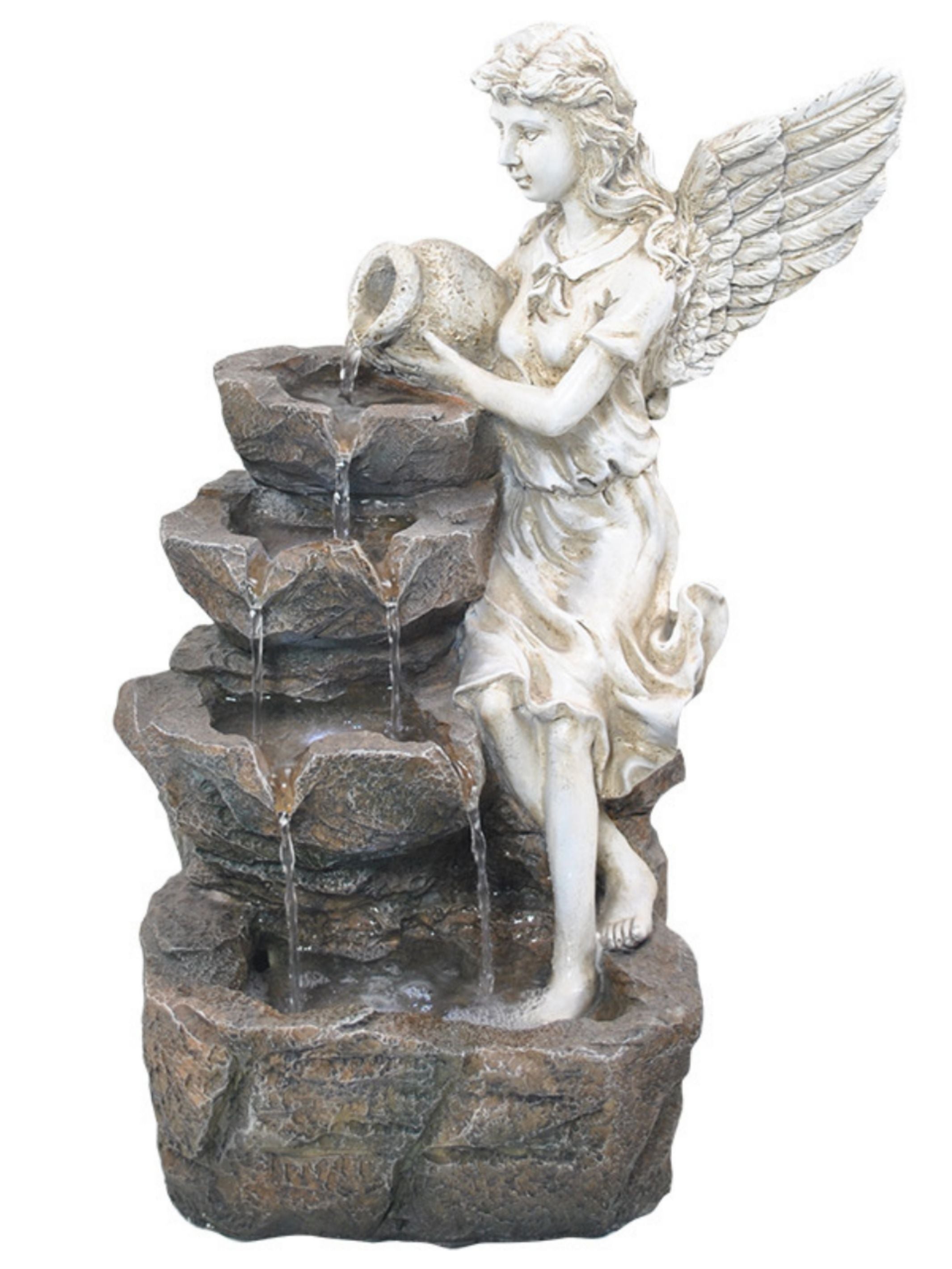 Fairy on Rocks with Bowl LED Light Water Feature 49cm