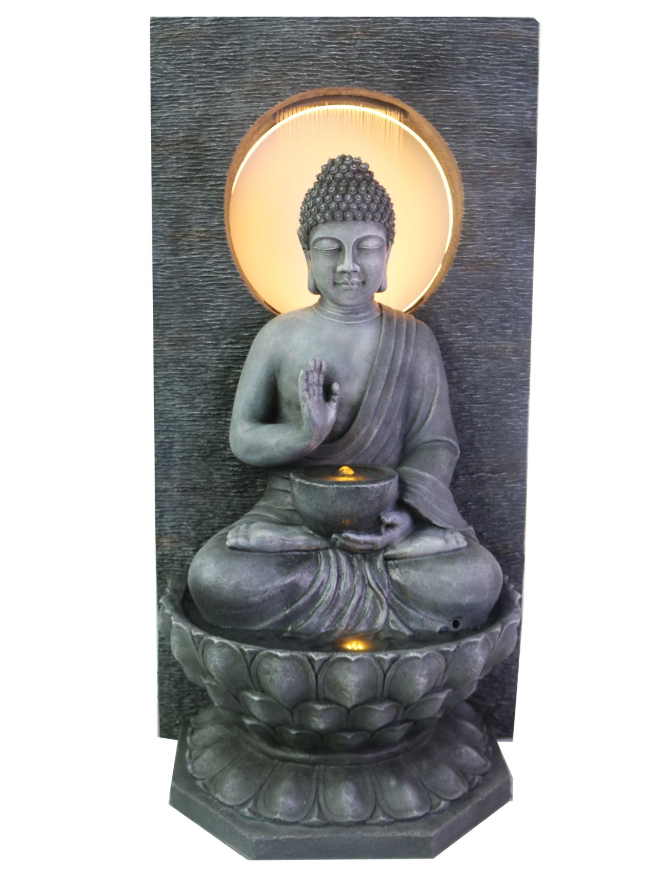 Gaia - Large Buddha LED Light Wall Water Feature 150cm