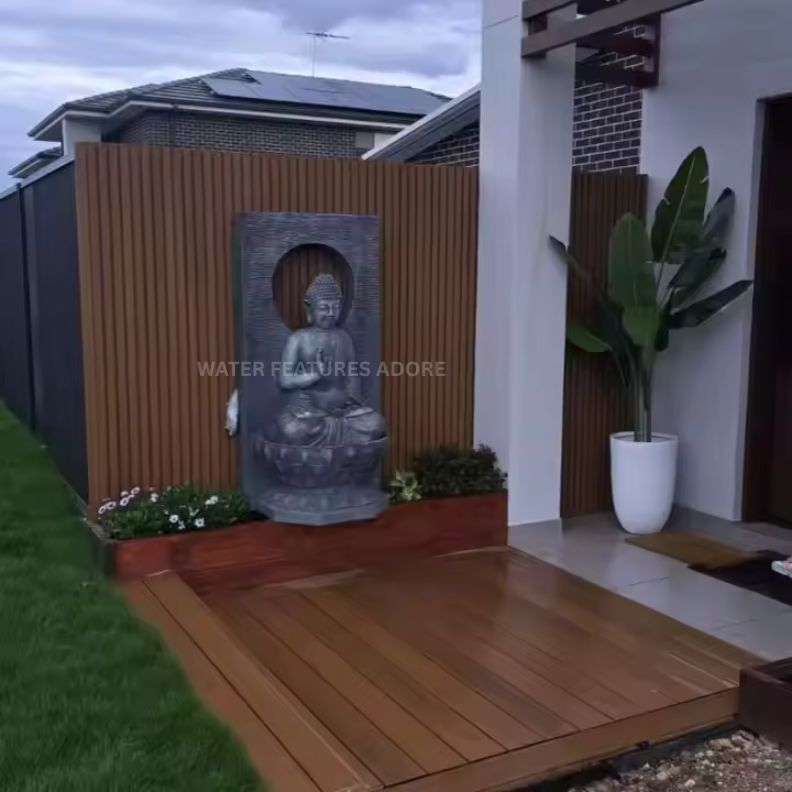 Large Buddha LED Light Wall Water Feature 150cm at entrance