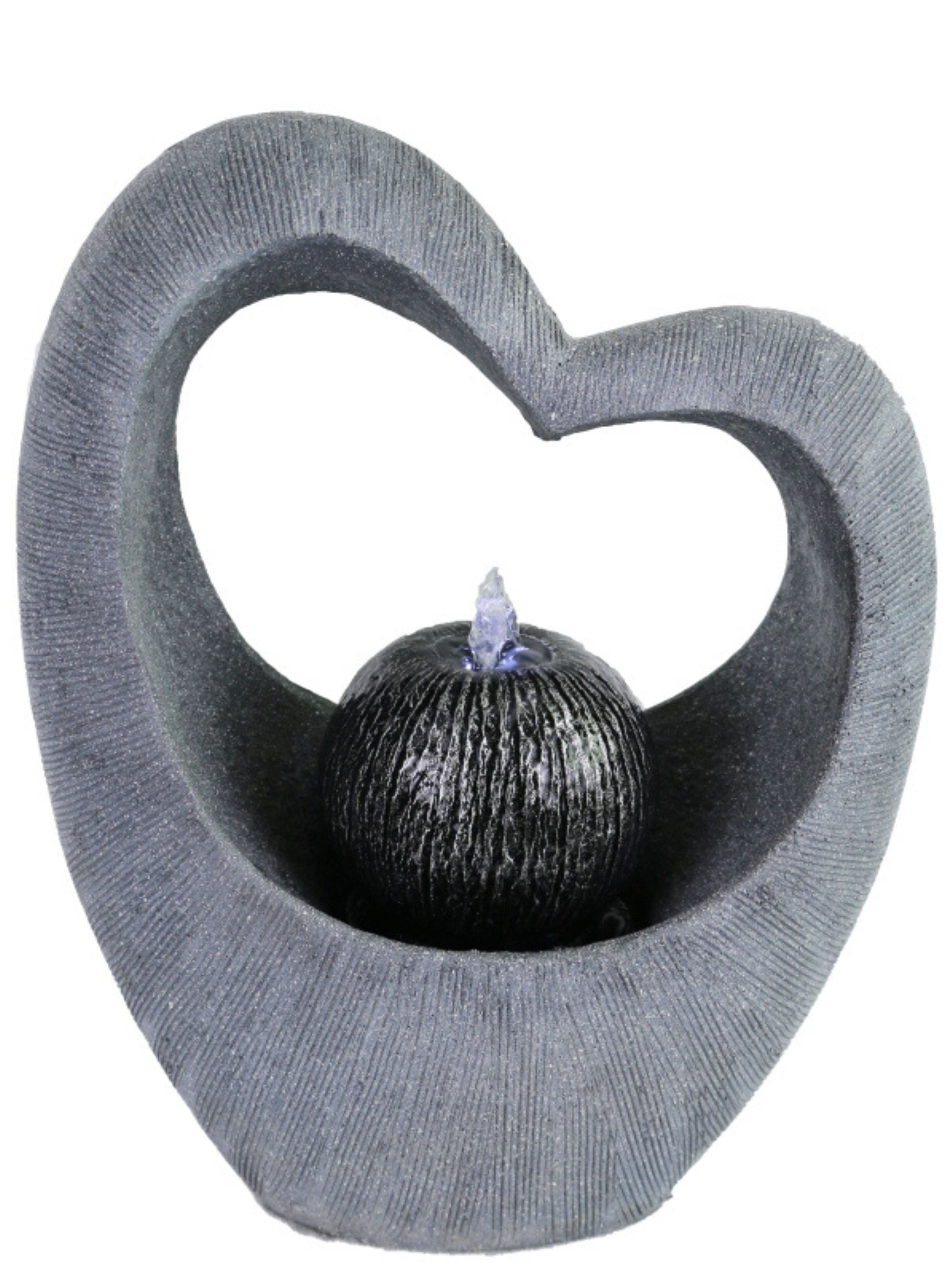 Heart Shape Bubbling Sphere LED Light Water Feature 39cm