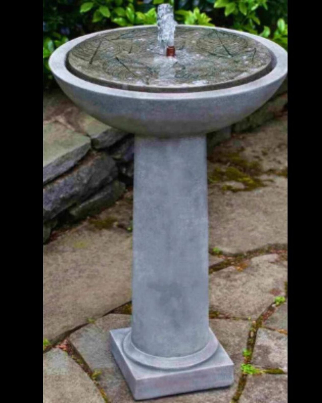 Modern Stone-Look LED Light Bird Bath Water Feature kept Outdoor