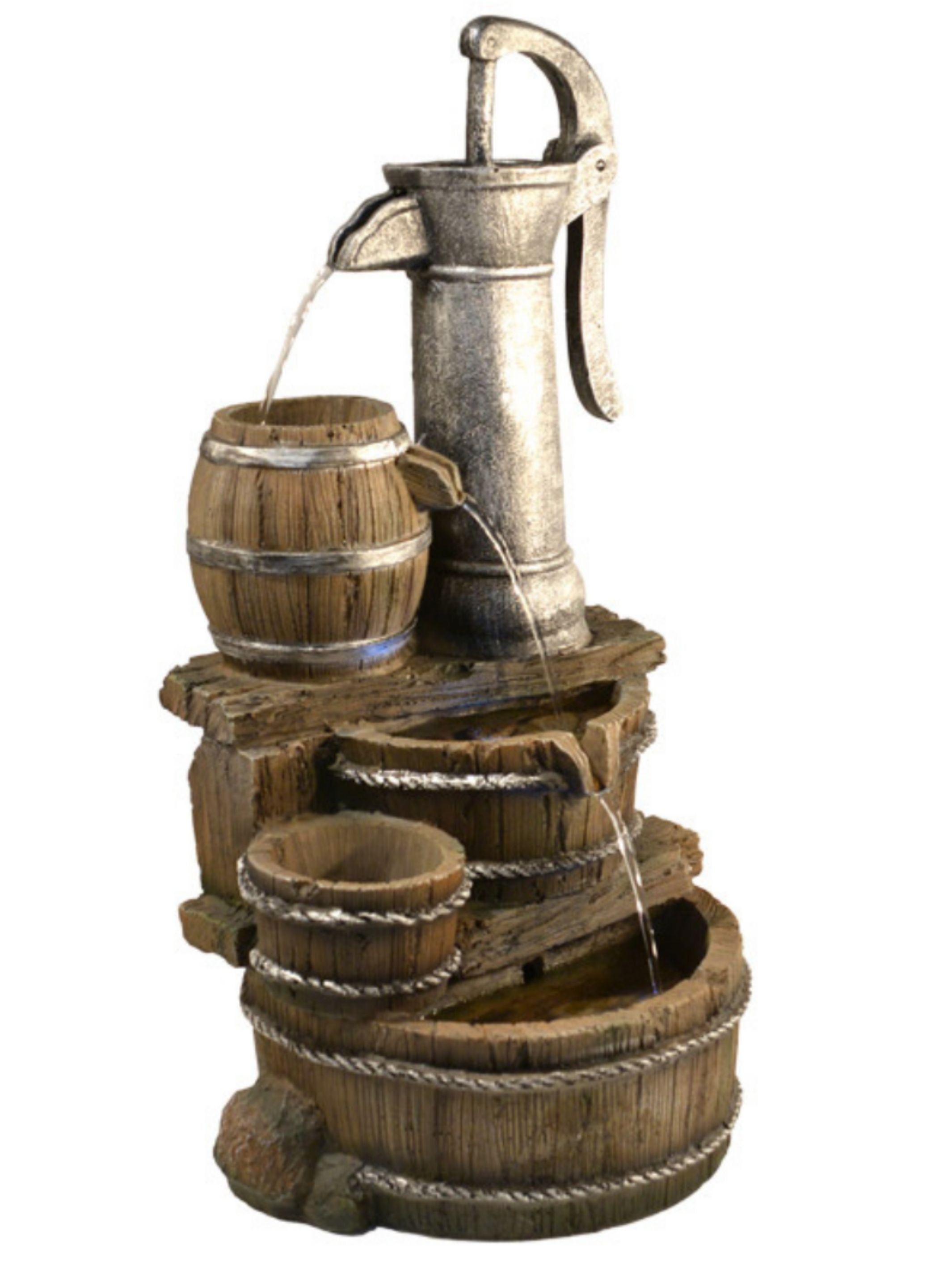 Hand Pump with Buckets LED Light Water Feature 59cm