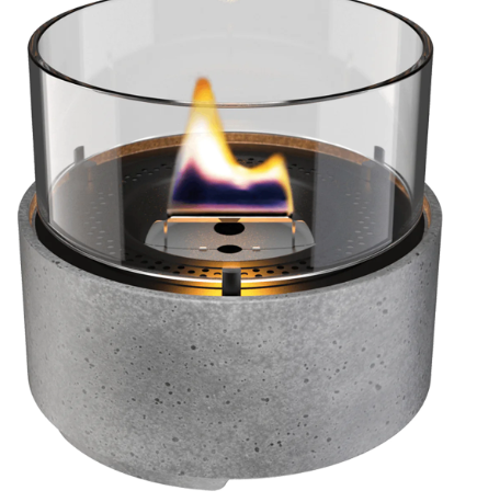Tenderflame Café 14 Grey Lava Porcelain Tabletop Fireplace with Glass Wind Guard