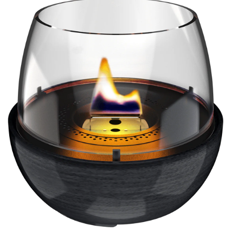 Tenderflame Tulip 18 Reactive Glaze Black Tabletop Fireplace with Glass Wind Guard