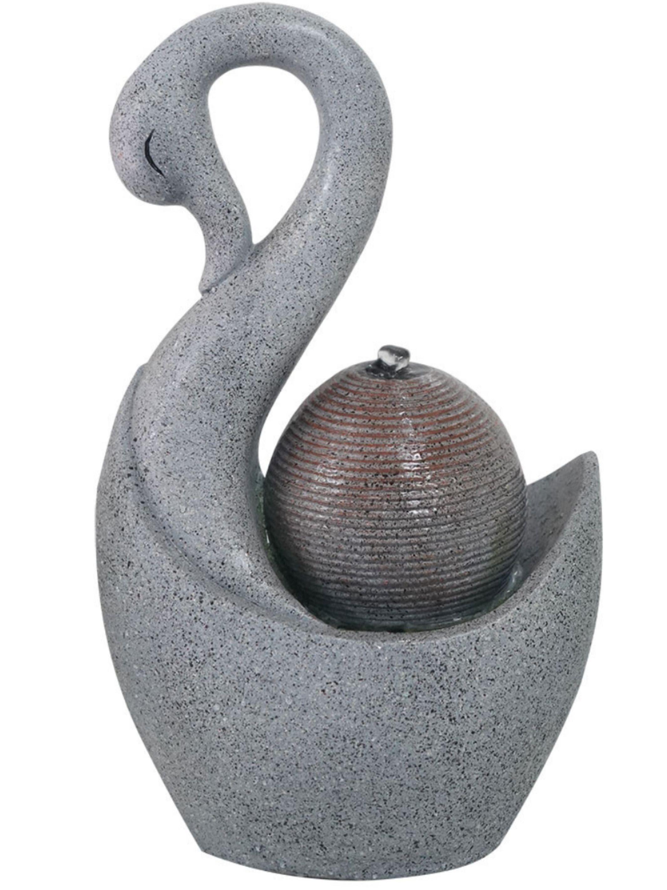 Swan with Bubbling Sphere LED Light Water Feature 48cm