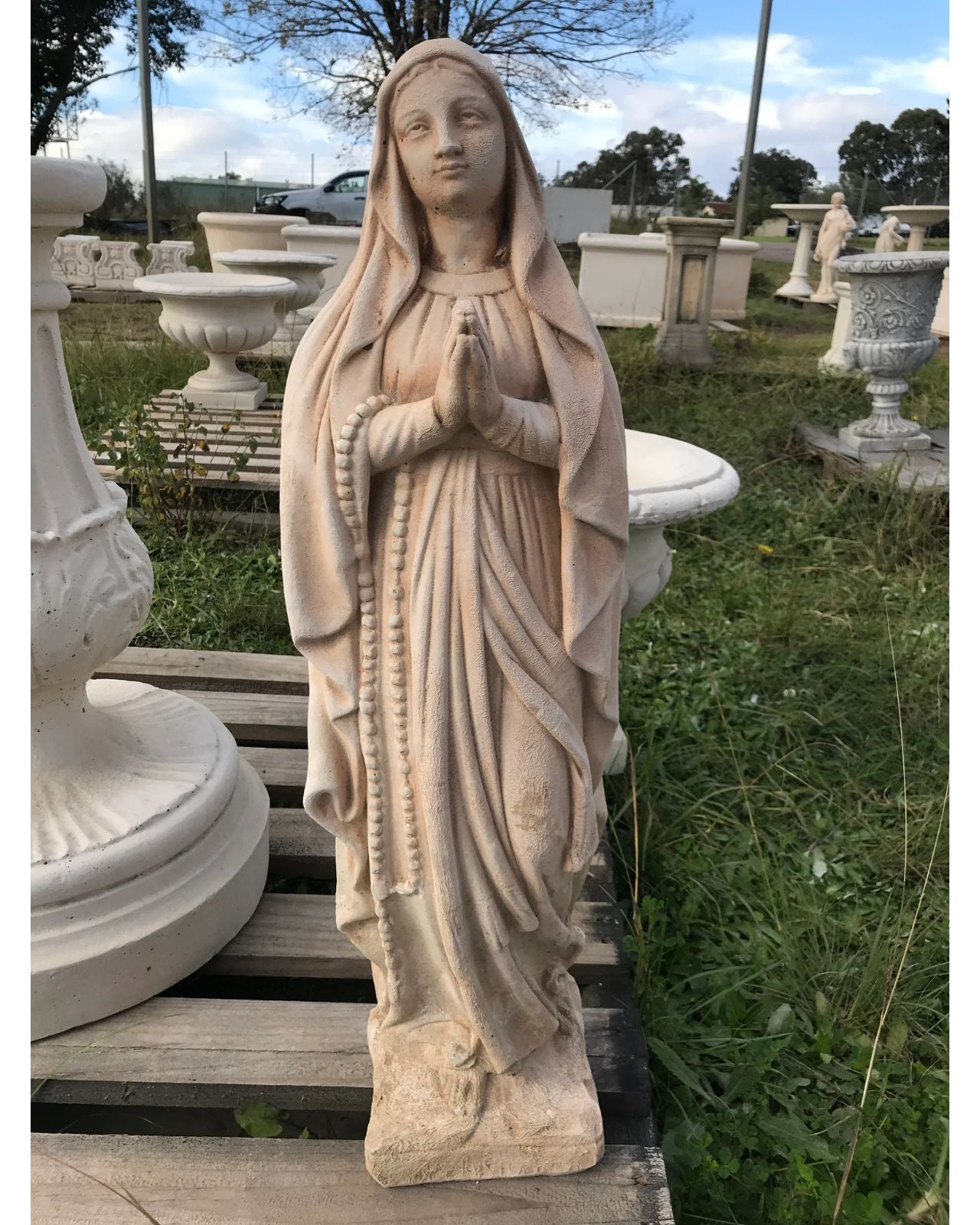 Statue of Mary - Concrete Limestone Cement Garden Statue 80cm