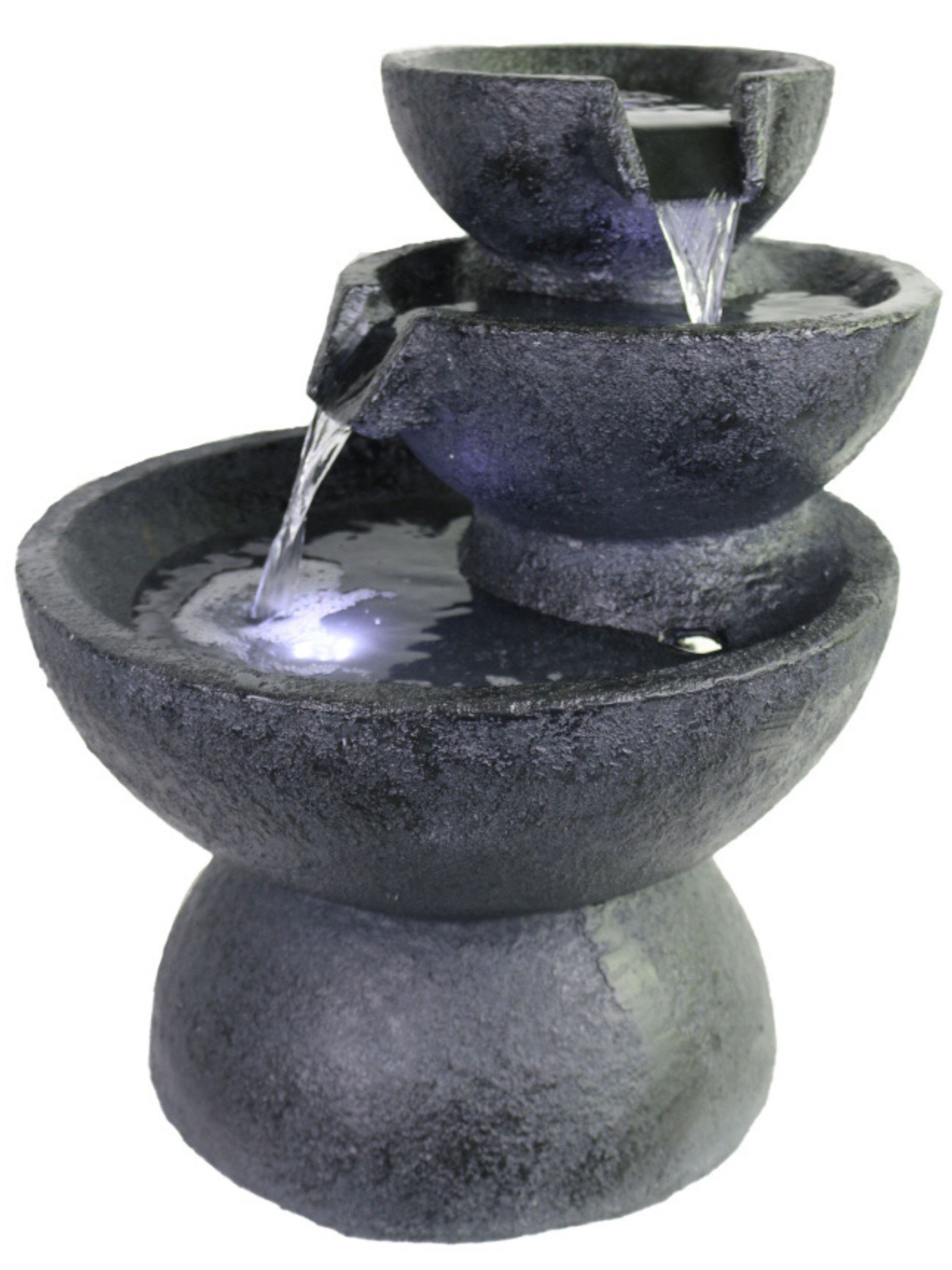 Vlei - Cascading 3 Bowl LED Light Water Feature