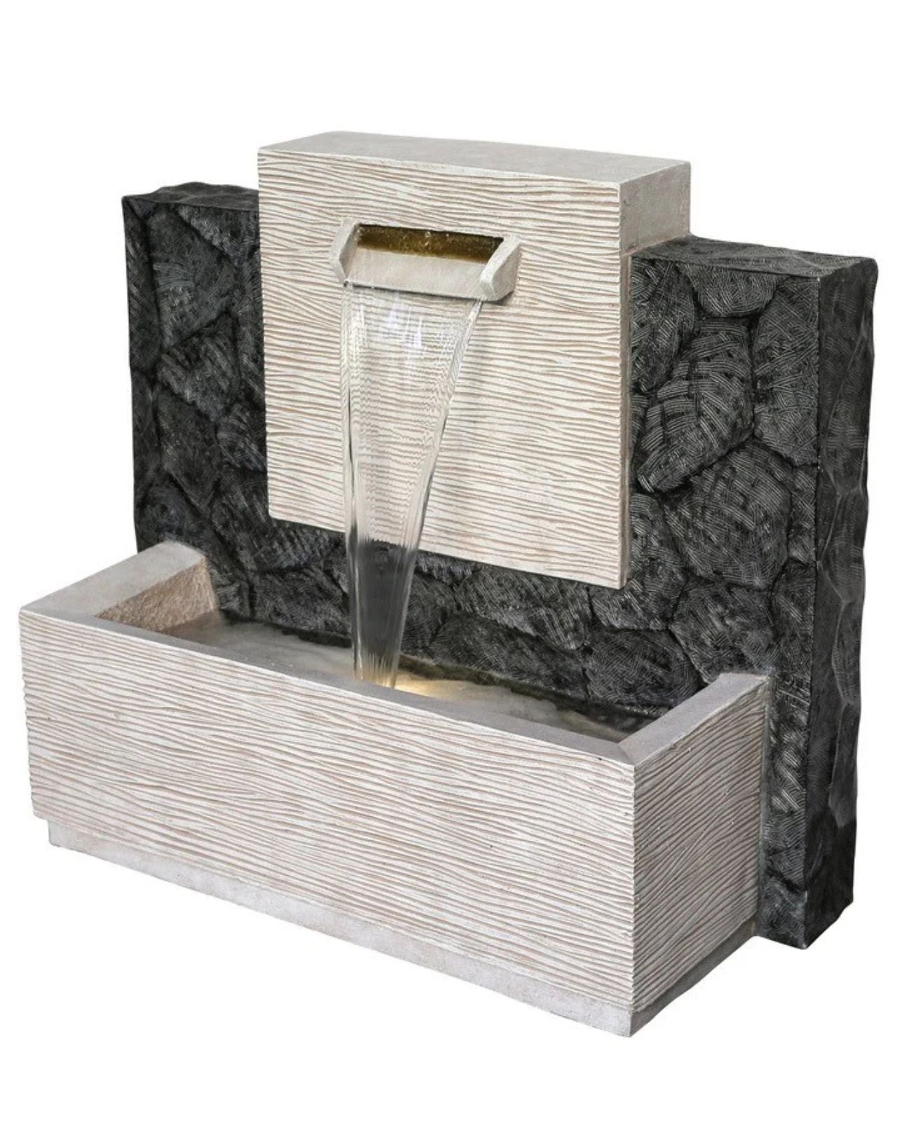 Textured Stone Rectangular LED Light Spout Water Feature