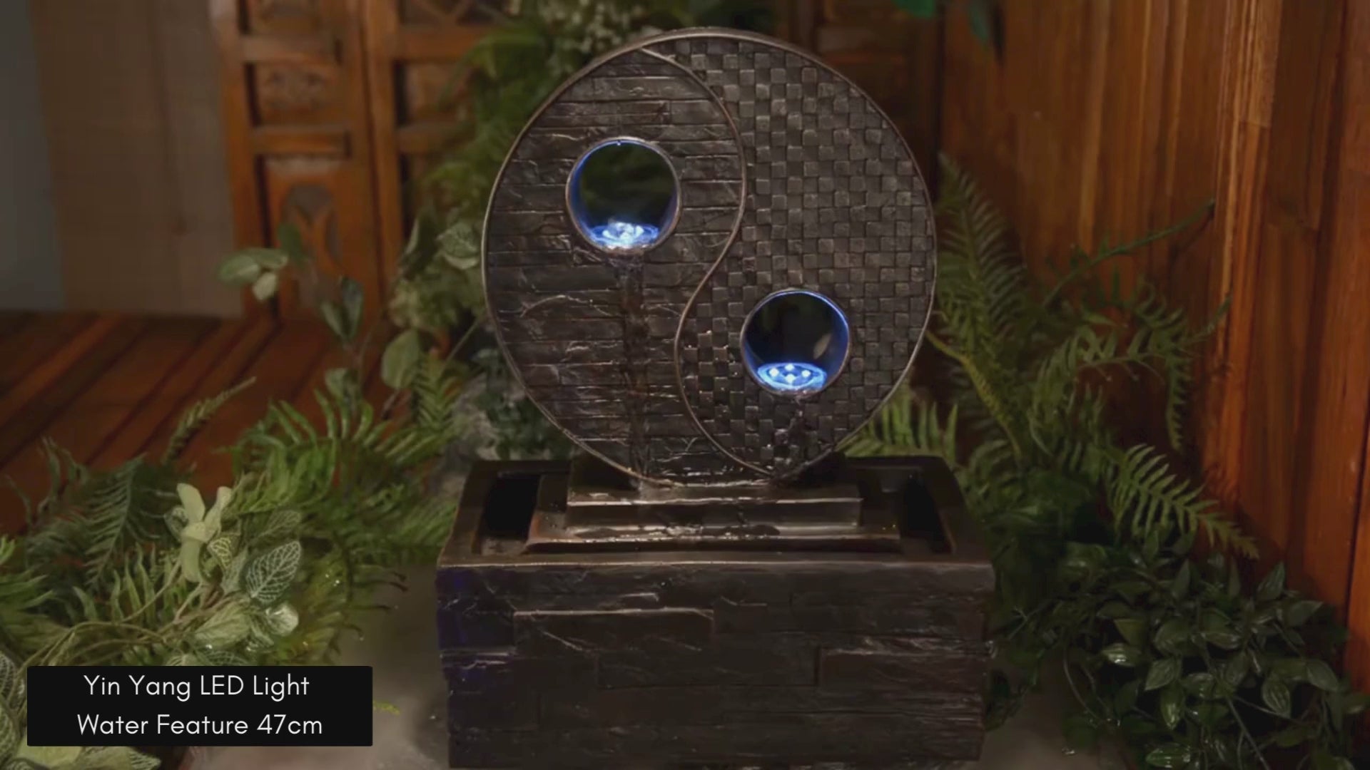 Yin Yang LED Light Water Feature 47cm