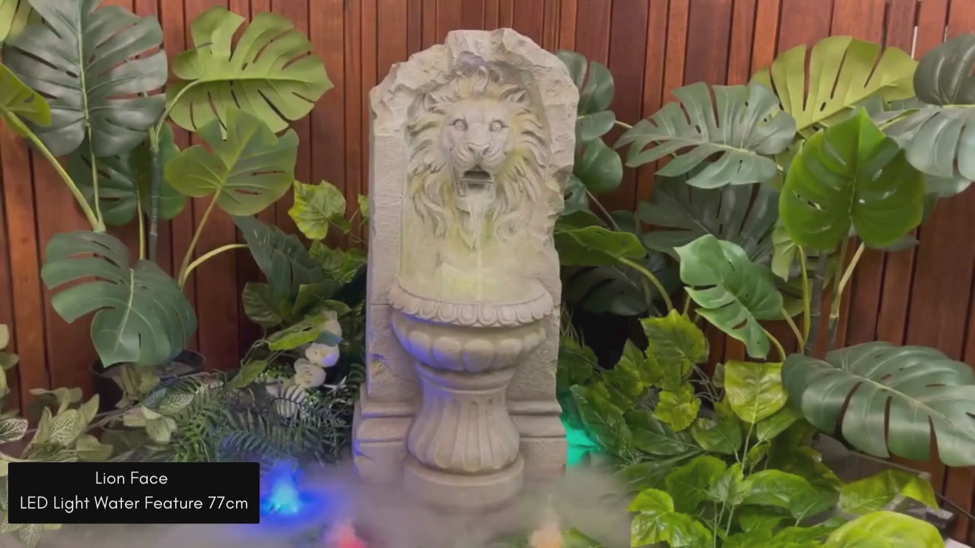 Lion Face LED Light Water Feature 77cm